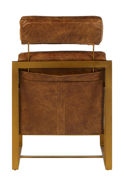 Harrogate Light Brown Leather Lounge Chair With Iron Frame