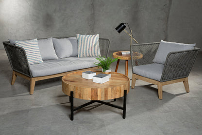 Bristol 3 Seat Grey Sofa with Wooden Legs