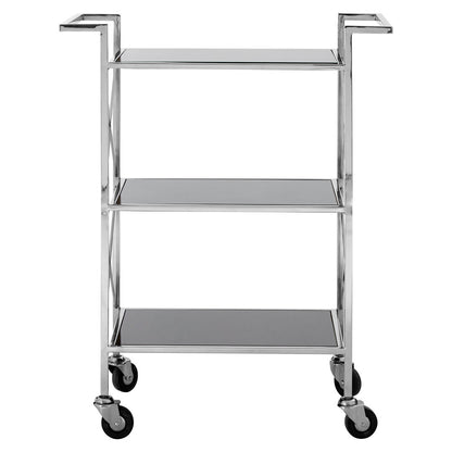 Brighton Black Mirrored Glass 3 Tier Trolley