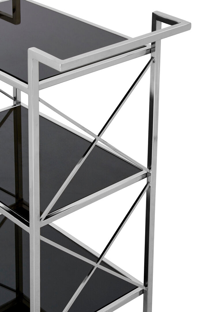 Brighton Black Mirrored Glass 3 Tier Trolley