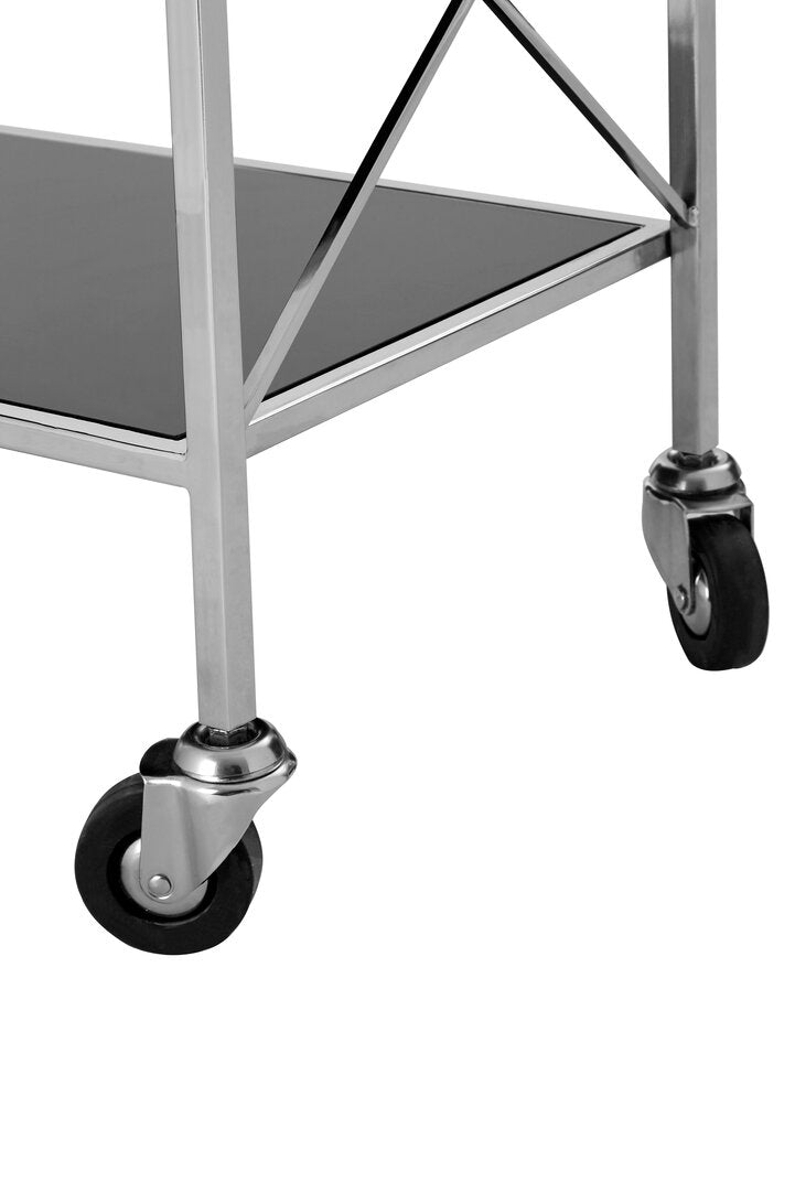 Brighton Black Mirrored Glass 3 Tier Trolley