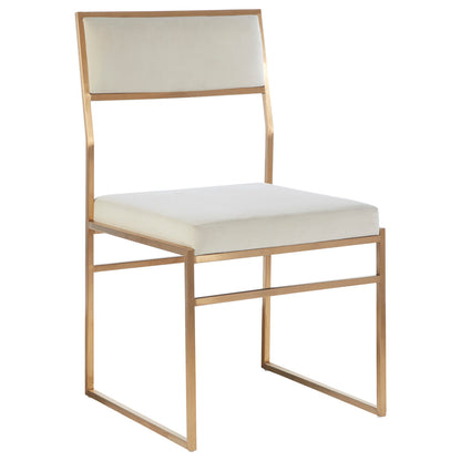 Turin Milky White Velvet Dining Chair