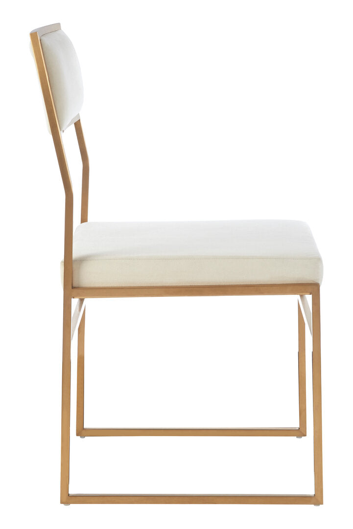 Turin Milky White Velvet Dining Chair