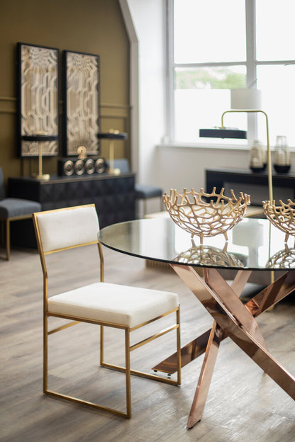 Turin Milky White Velvet Dining Chair