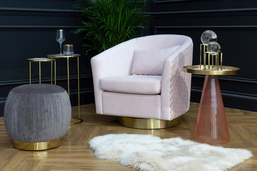 Cordoba Pink Velvet Chair with Gold Base