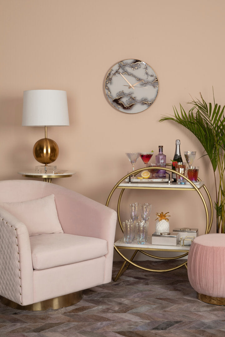 Cordoba Pink Velvet Chair with Gold Base