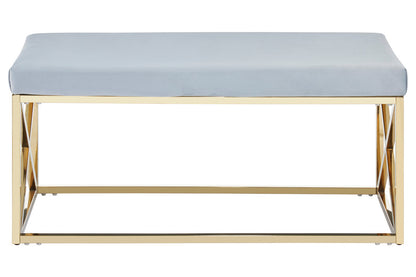 Aurora Powder Blue Velvet And Gold Bench