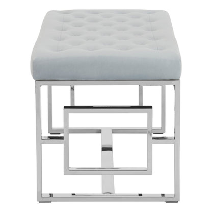 Aurora Powder Blue Velvet And Silver Bench
