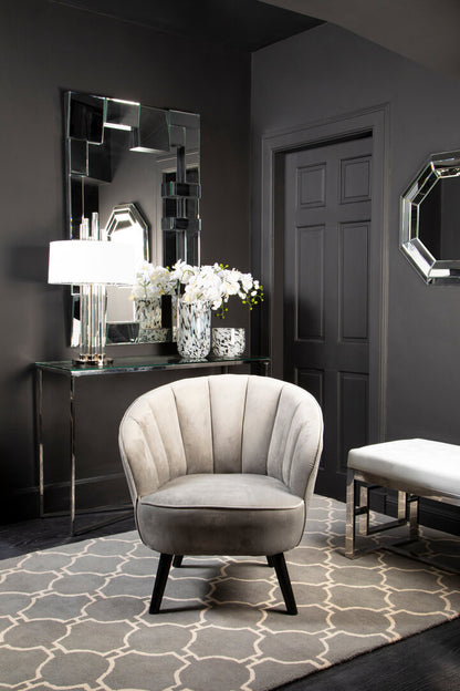 Aurora Powder Blue Velvet And Silver Bench