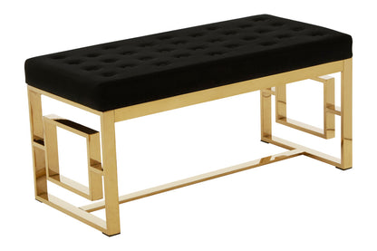 Aurora Black Velvet and Gold Bench