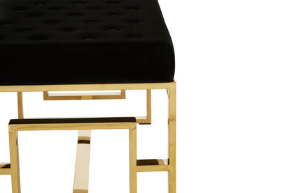 Aurora Black Velvet and Gold Bench