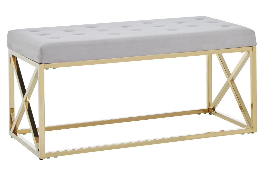 Aurora Mink Velvet Gold Finish Bench