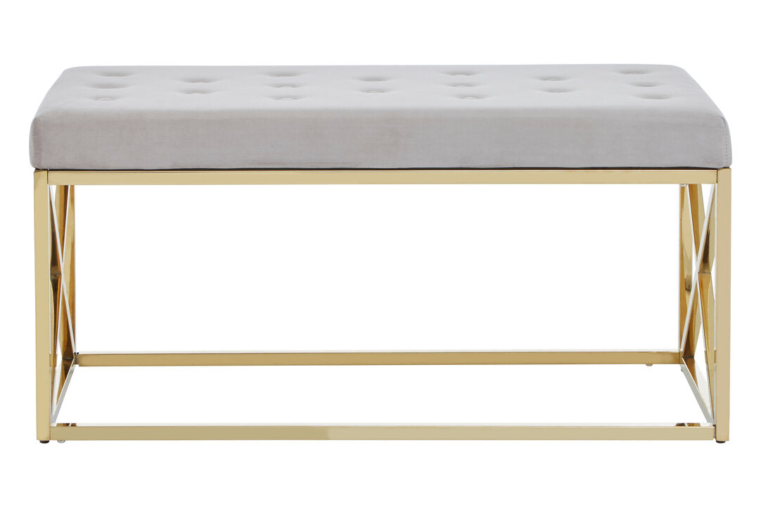 Aurora Mink Velvet Gold Finish Bench