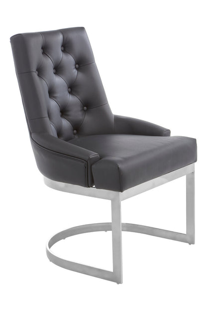 Devon Tufted Black Faux Leather Dining Chair
