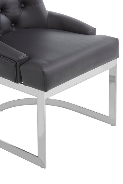 Devon Tufted Black Faux Leather Dining Chair