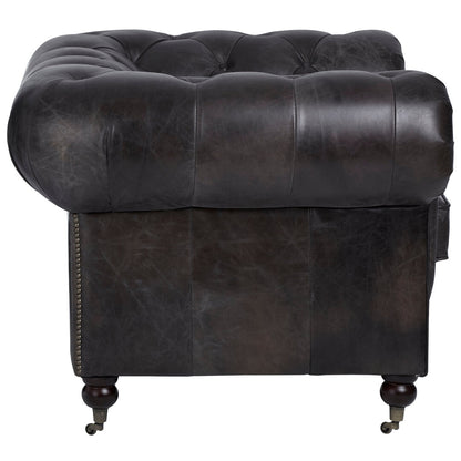 Verona Dark Grey Brown Leather Chesterfield Chair