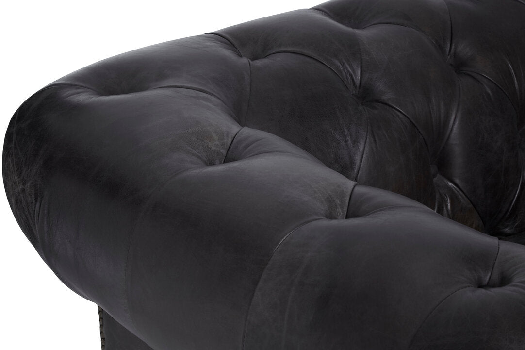 Verona Dark Grey Brown Leather Chesterfield Chair