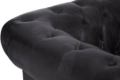 Verona Dark Grey Brown Leather Chesterfield Chair