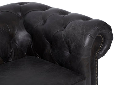 Verona Dark Grey Brown Leather Chesterfield Chair