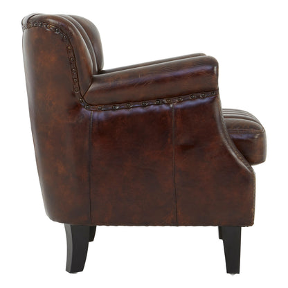 Verona Winged Brown Leather Armchair