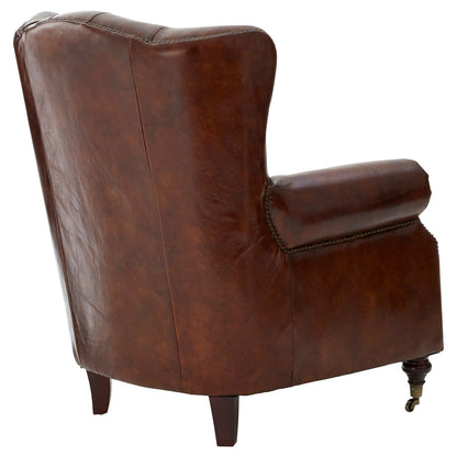 Verona Brown Leather Scroll Armchair