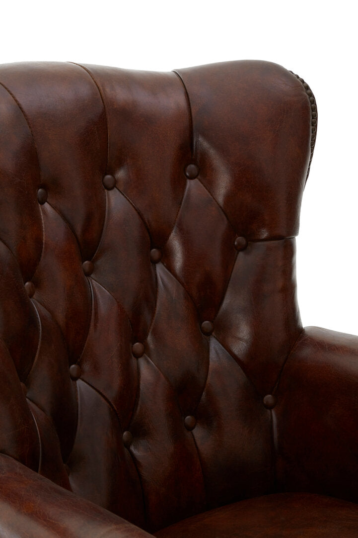 Verona Brown Leather Scroll Armchair