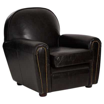 Verona Black Leather Classic Armchair