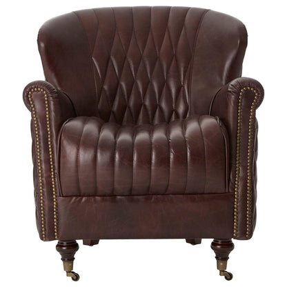 Verona Brown Leather Winged Back Armchair