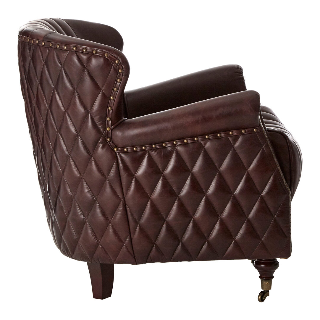 Verona Brown Leather Winged Back Armchair
