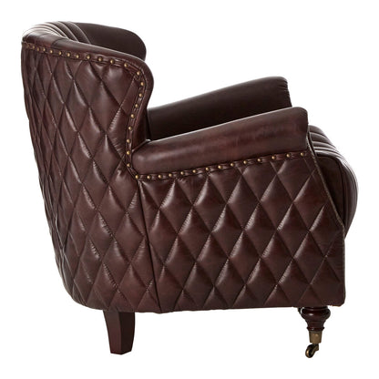 Verona Brown Leather Winged Back Armchair
