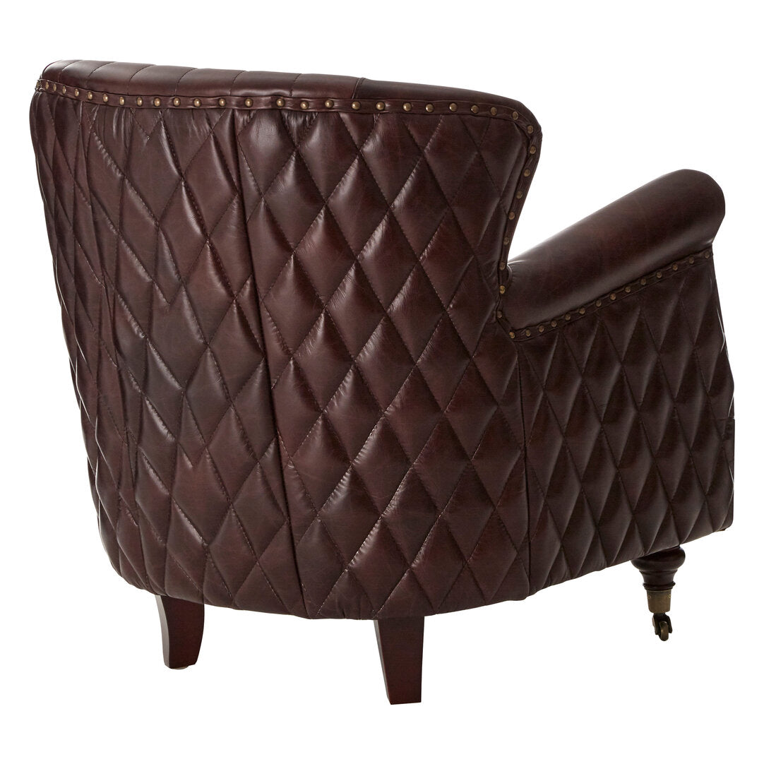 Verona Brown Leather Winged Back Armchair