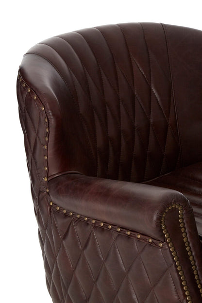 Verona Brown Leather Winged Back Armchair
