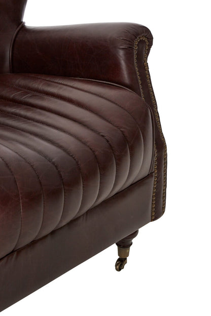 Verona Brown Leather Winged Back Armchair