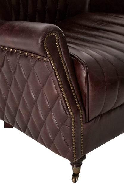 Verona Brown Leather Winged Back Armchair