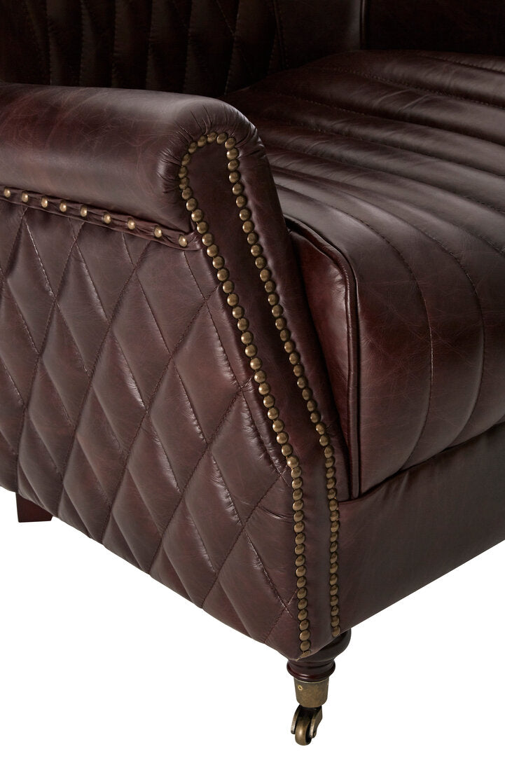 Verona Brown Leather Winged Back Armchair