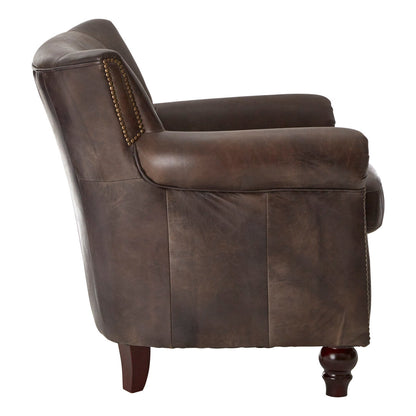 Verona Dark Grey Brown Leather Armchair