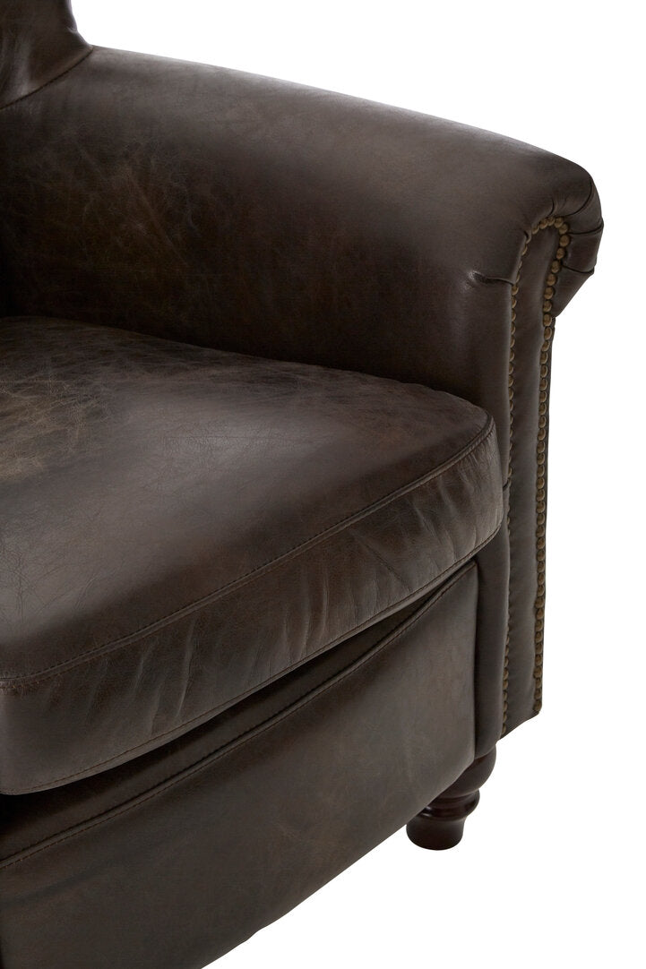 Verona Dark Grey Brown Leather Armchair