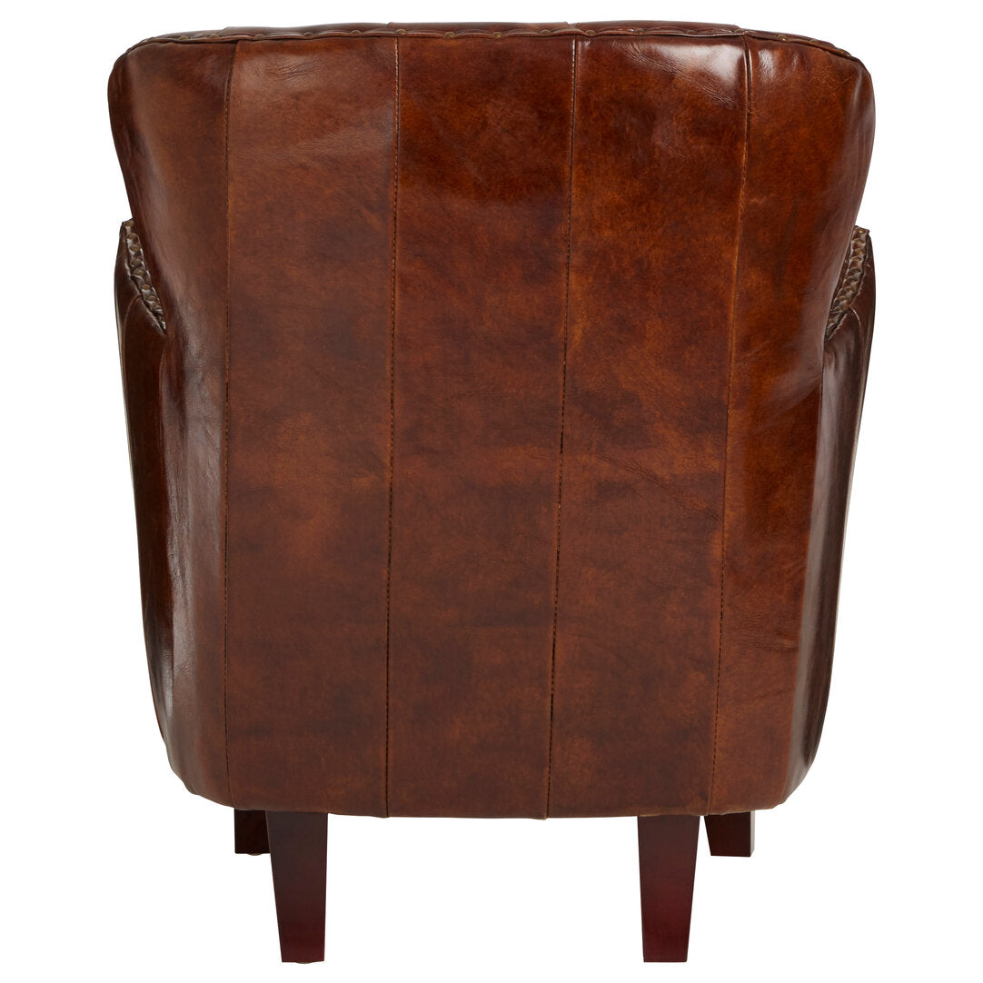 Verona Deep Red Leather Lounge Chair with Tufted Back
