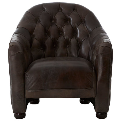 Verona Dark Grey Brown Leather Tub Chair