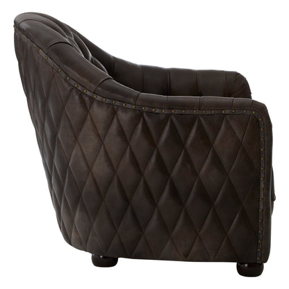 Verona Dark Grey Brown Leather Tub Chair