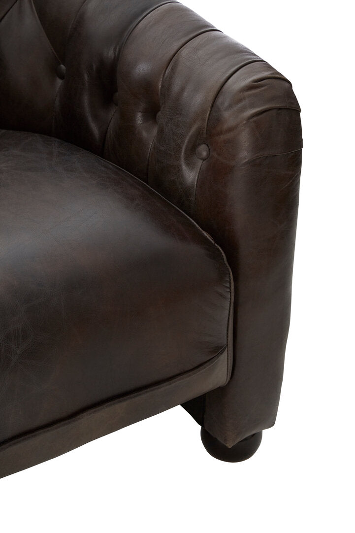 Verona Dark Grey Brown Leather Tub Chair