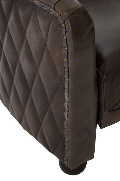 Verona Dark Grey Brown Leather Tub Chair