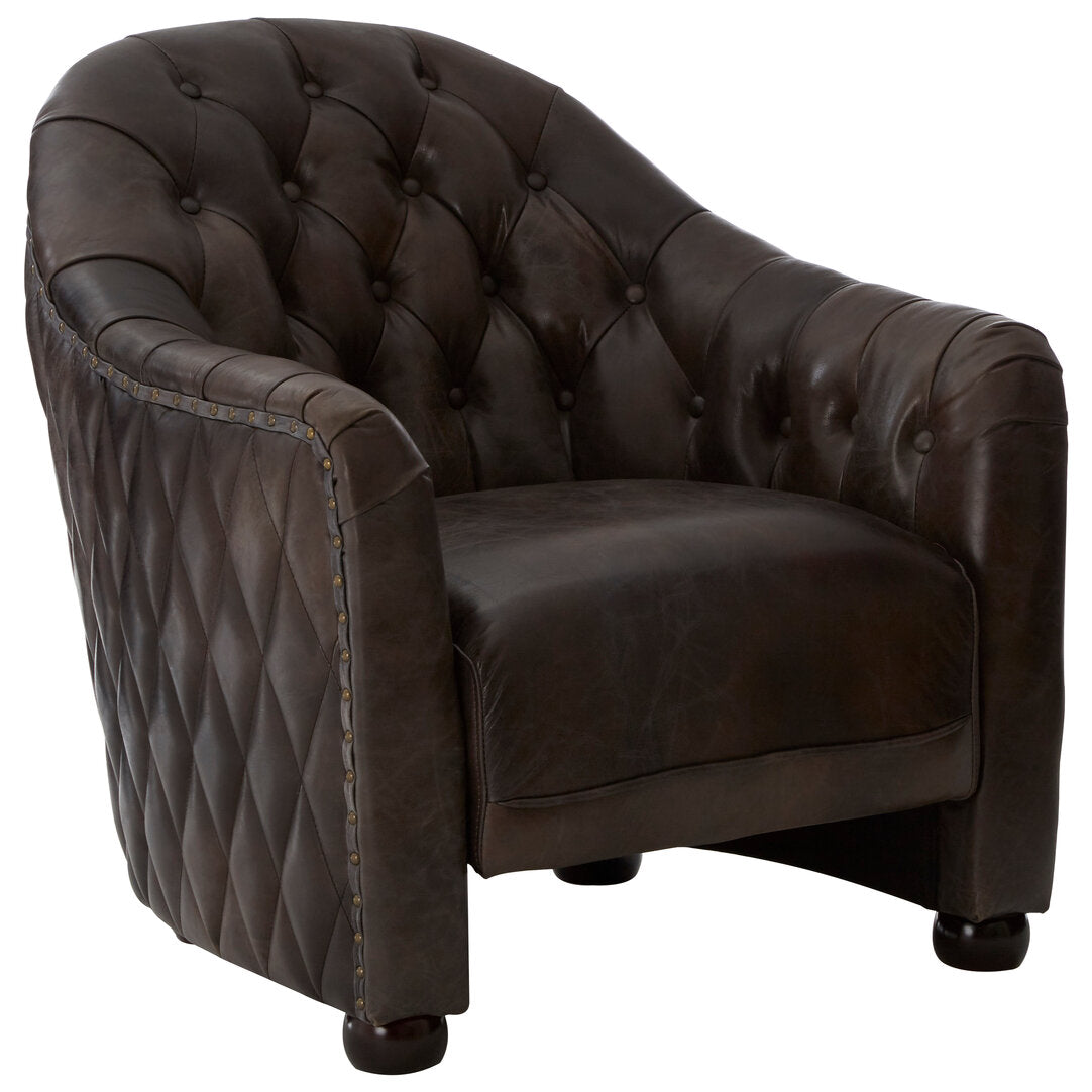 Verona Dark Grey Brown Leather Tub Chair