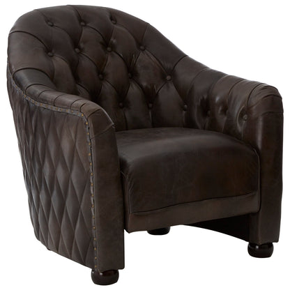 Verona Dark Grey Brown Leather Tub Chair