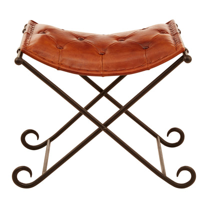 Verona Tan Leather And Iron Folding Stool