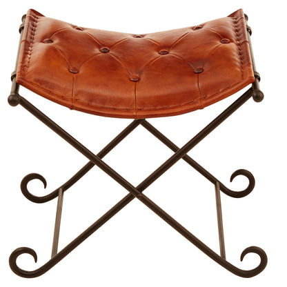 Verona Tan Leather And Iron Folding Stool