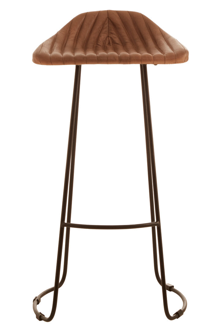 Verona Light Brown Leather Bar Stool With Footrest