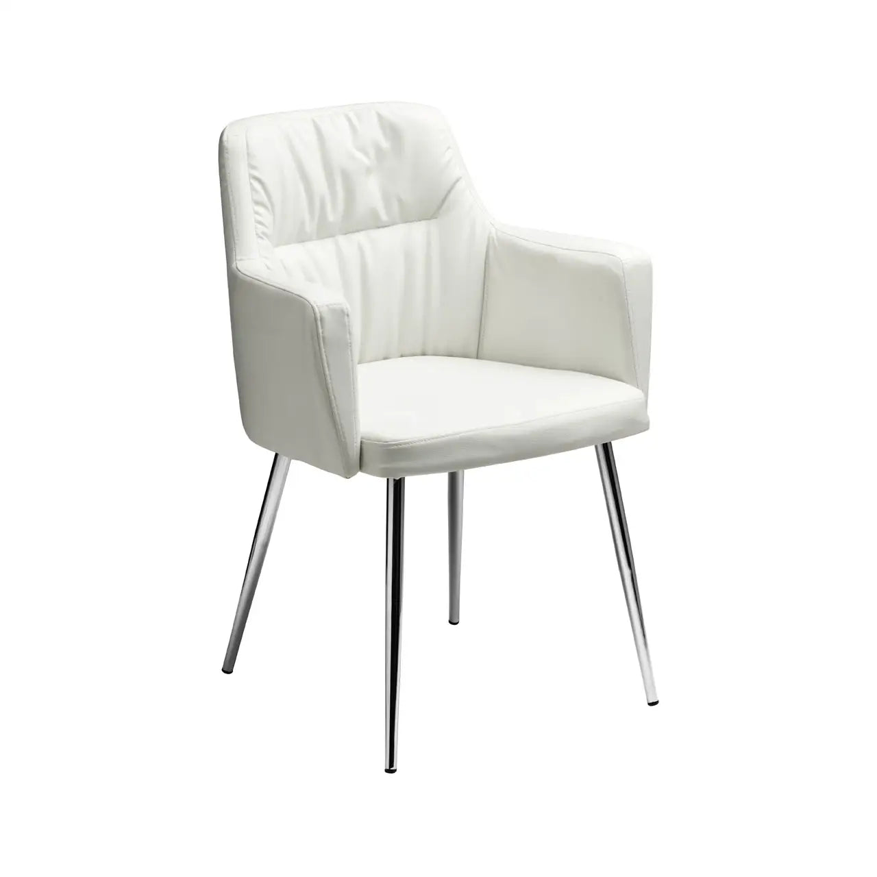 Merrik White Leather Effect Chair With Chrome Legs