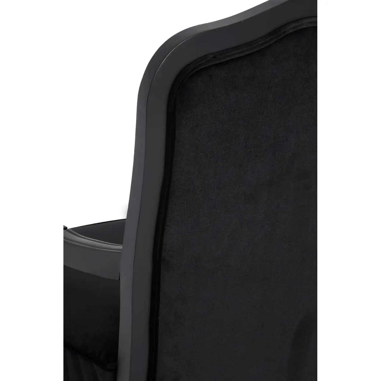 Rococo Black Shiny Velvet Chair And Footstool