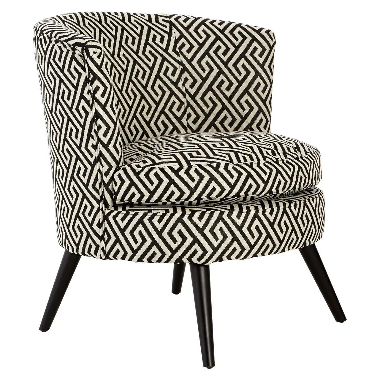 Regent Park Black And Beige Greek Key Round Armchair